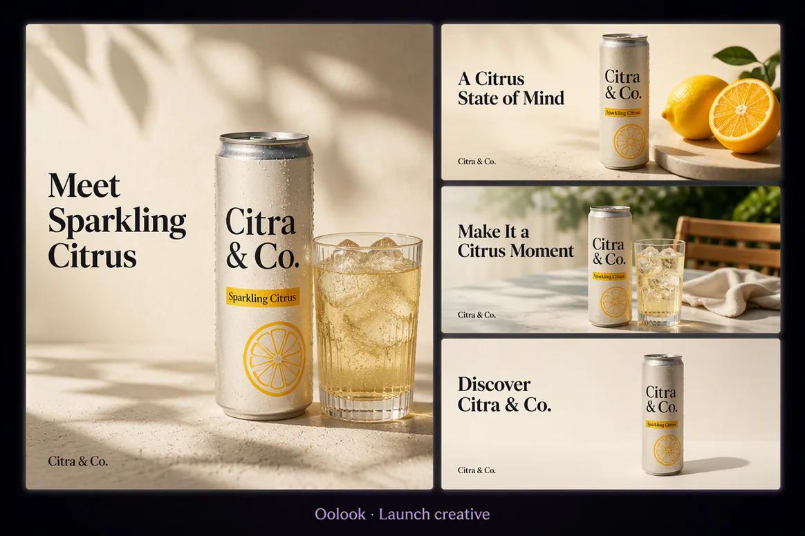 Oolook displaying a coordinated sparkling beverage launch