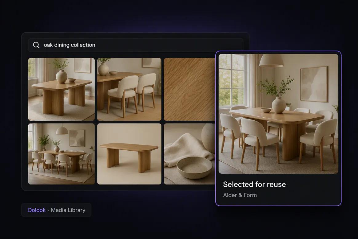 Furniture room photography organized for social marketing