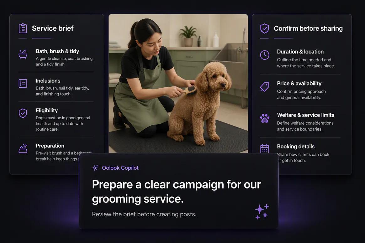 Pet service marketing campaign prepared in Oolook