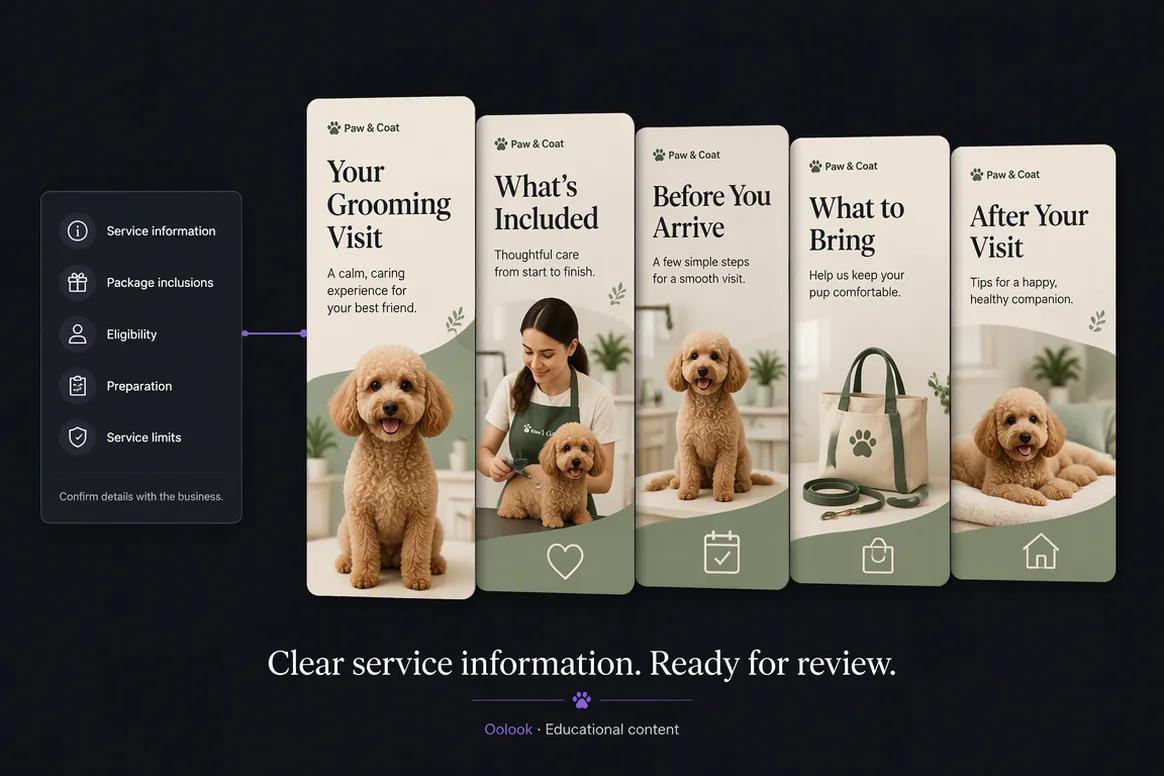 Oolook displaying a reviewed general pet care carousel