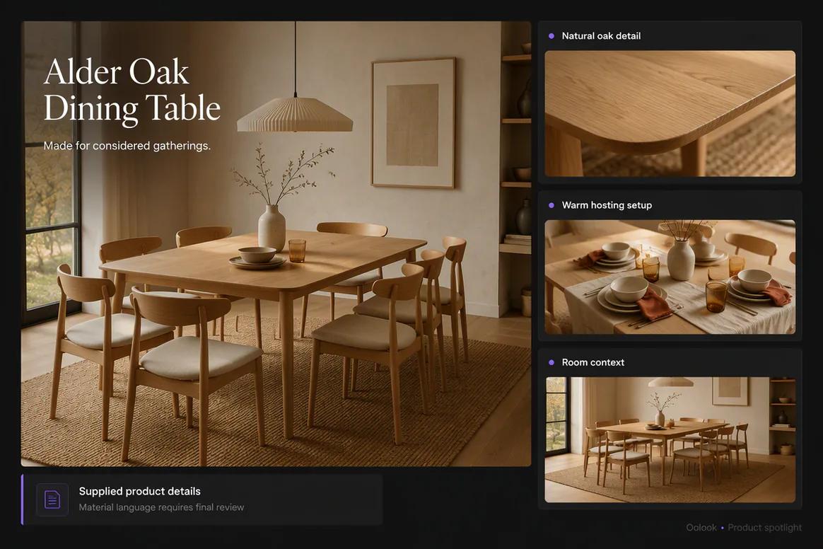Oolook displaying a seasonal product spotlight