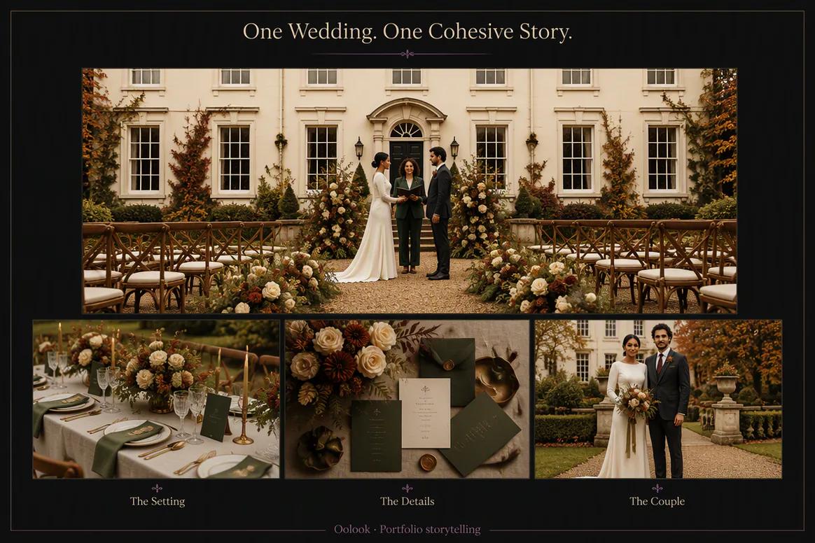 Oolook displaying an approved wedding portfolio story