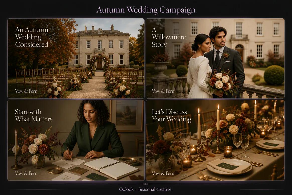 Oolook displaying a coordinated seasonal wedding campaign