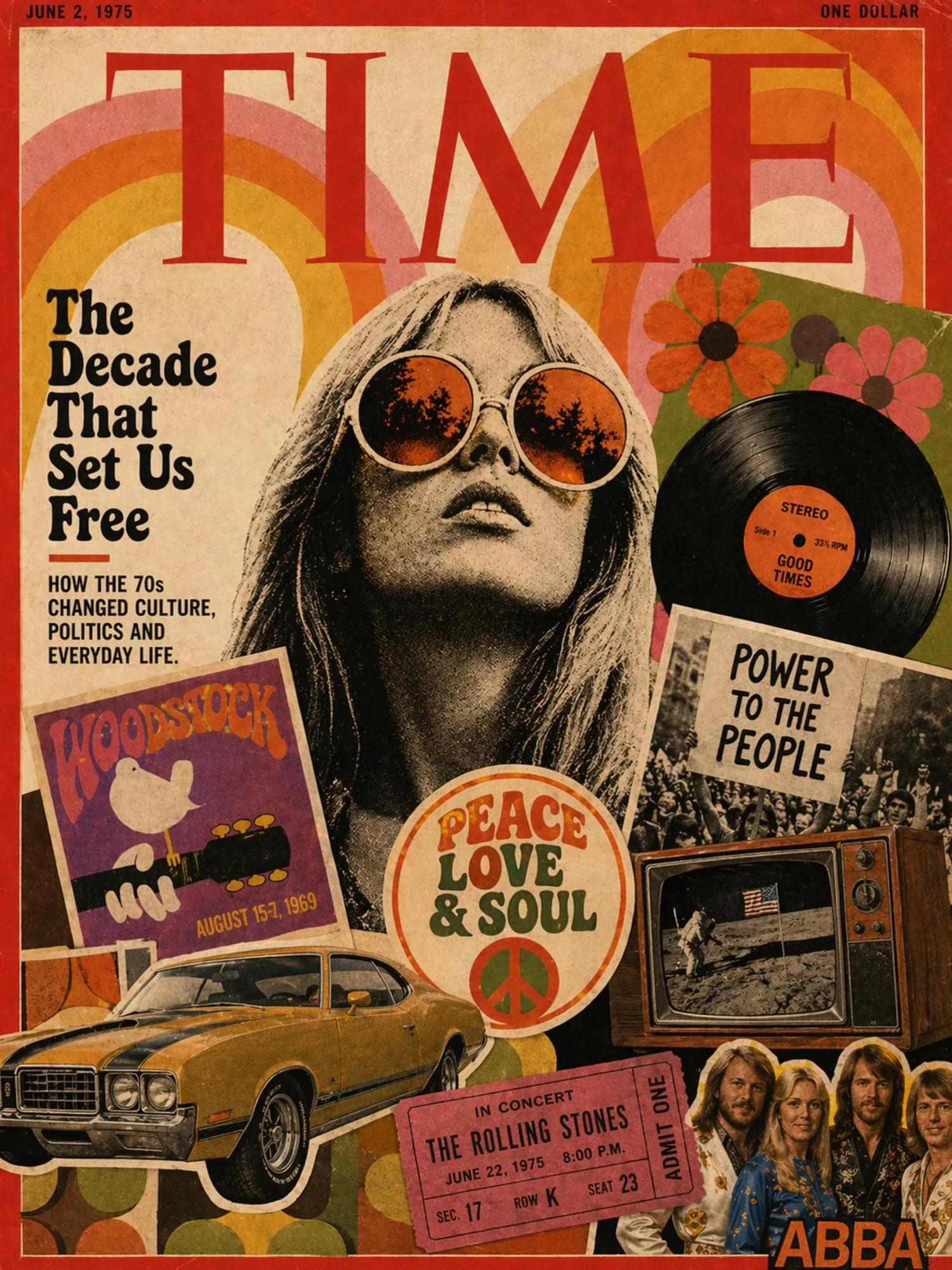 1970s Retro example showing a people or portrait