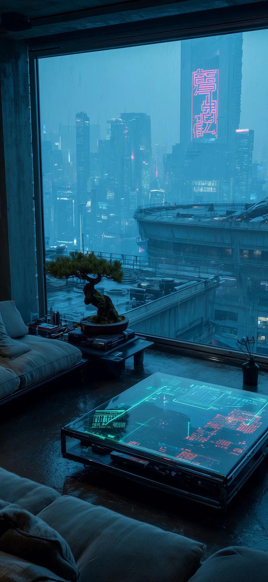 Cyberpunk example showing a editorial composition
