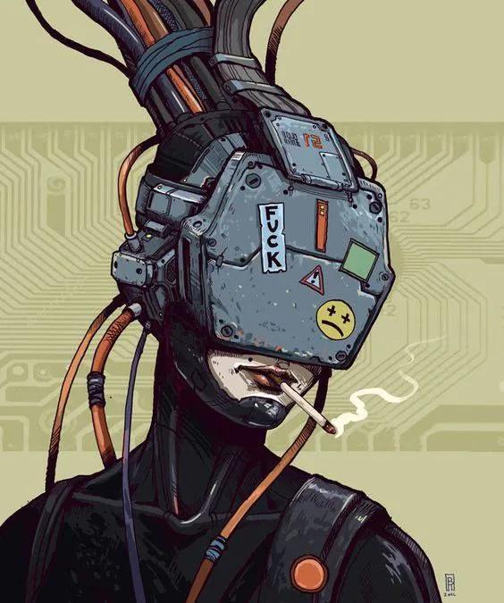 Cyberpunk example showing a website or presentation visual