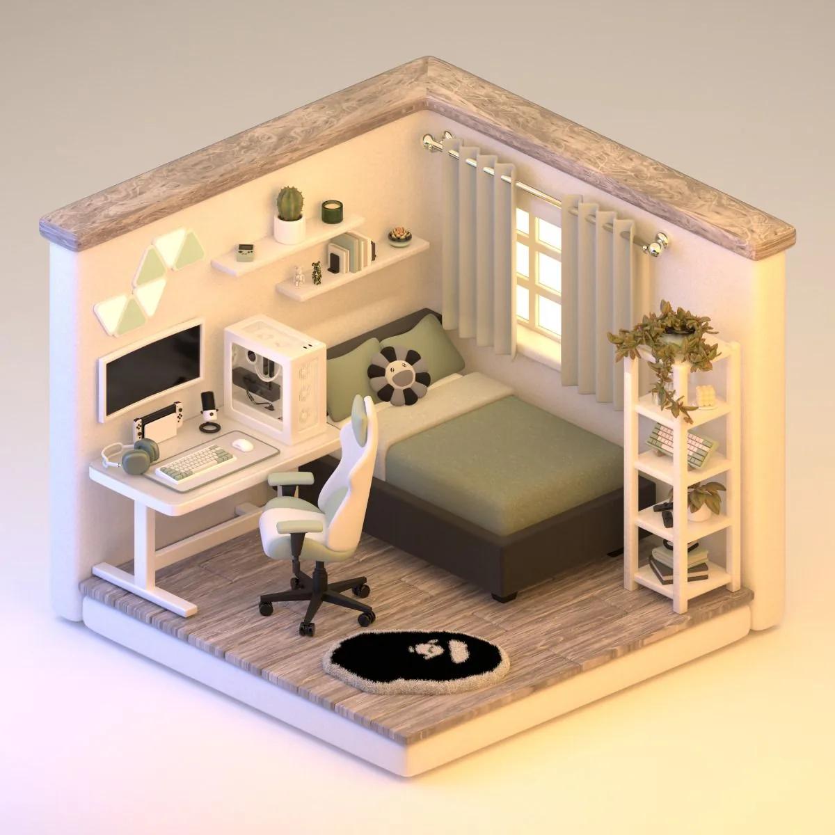 Isometric 3D example showing a website or presentation visual