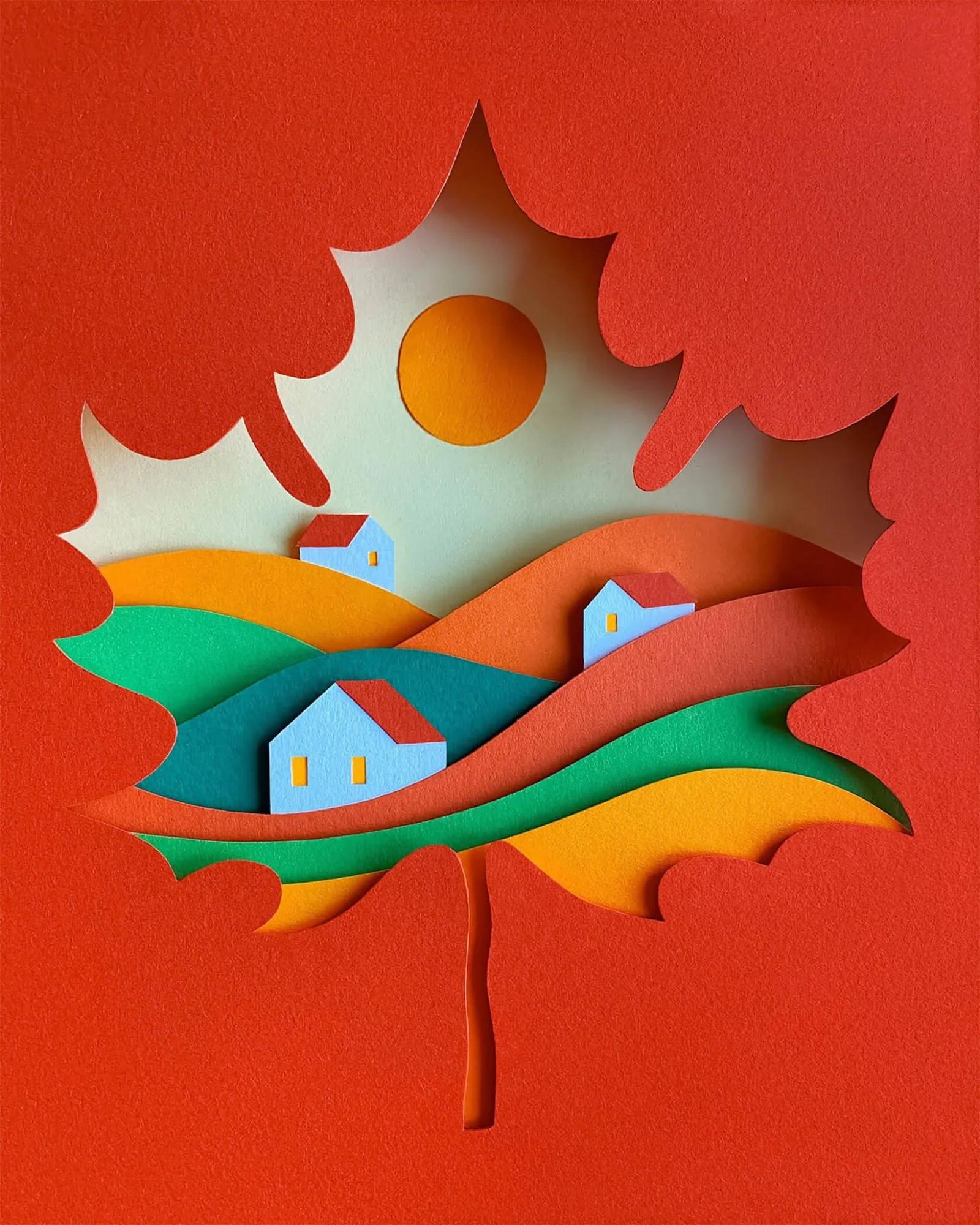 Paper Cut example showing a product advertisement